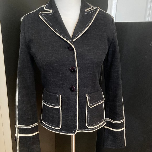 TRISTAN & ISEUT TAPERED AND PIPING ACCENT JACKET SIZE 2 MADE IN CANADA - Picture 1 of 3